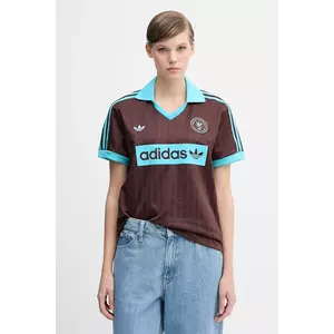 adidas Originals tricou Football Tee culoarea maro, JY3542 imagine