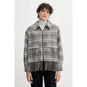 Pepe Jeans jachetă din amestec de lână culoarea gri, de tranziție, PL4024341 imagine