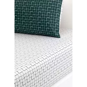 Lacoste cearșaf cu elastic din bumbac L BLOCK Vert 160 x 200 cm culoare verde imagine