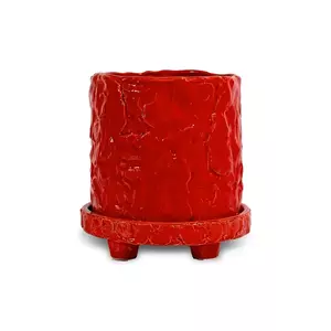 Byon ghiveci de flori cu farfurie Muddy 18 cm S, x Emma Widell culoarea roșu imagine