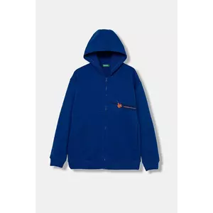 United Colors of Benetton hanorac de bumbac pentru copii cu glugă, cu imprimeu, 3J68C505G imagine
