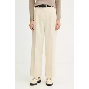 United Colors of Benetton pantaloni culoarea bej, drept, high waist, 4YVXDF09R imagine