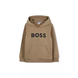 BOSS bluză copii culoarea maro, cu glugă, cu imprimeu, J52351 imagine