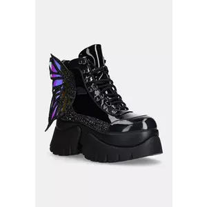Koi Footwear bocanci femei, culoarea negru, cu platforma, Evil Fairy Queen imagine
