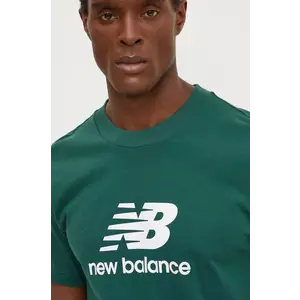 New Balance tricou din bumbac barbati, culoarea verde, cu imprimeu, MT41502NWG imagine