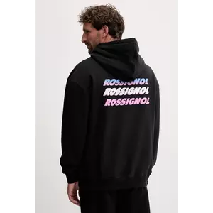 Rossignol hanorac de bumbac WATERFALL RELAX culoarea negru, cu glugă, cu imprimeu, RLOMS02 imagine