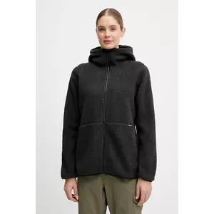 Haglöfs hanorac fleece Funäs culoarea negru, cu glugă, uni, 607818 imagine