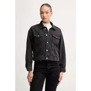 Pepe Jeans geacă jeans culoarea negru, de tranziție, oversize, PL40243329W0 imagine