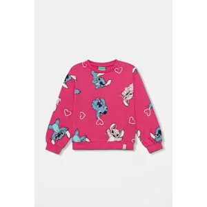 United Colors of Benetton hanorac de bumbac pentru copii culoarea roz, cu imprimeu, 3UNPG10KD imagine