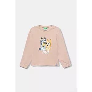 United Colors of Benetton hanorac de bumbac pentru copii culoarea roz, cu imprimeu, 3J70G10KG imagine