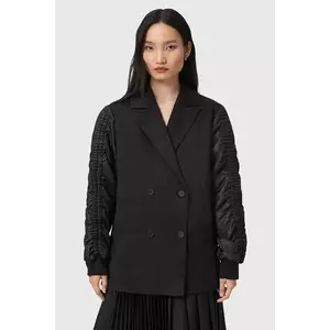 AllSaints sacou LORNA culoarea negru, cu doua rânduri de nasturi, uni, W009OD imagine