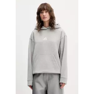 adidas bluză All Szn Holiday culoarea gri, cu glugă, cu imprimeu, JV5757 imagine