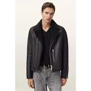 AllSaints geacă biker de piele CORREZ culoarea negru, de tranziție, M022LD imagine