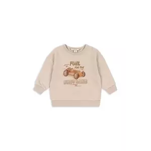 Konges Sløjd hanorac de bumbac pentru copii LOU SWEAT SHIRT OCS bej cu imprimeu KS103868 imagine