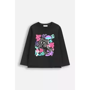 Coccodrillo longsleeve bumbac pentru copii culoare neagră RAVE GIRL KIDS imagine