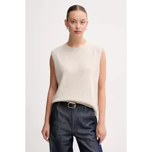 United Colors of Benetton vestă din amestec de lână culoarea bej, light, 126WD10BA imagine