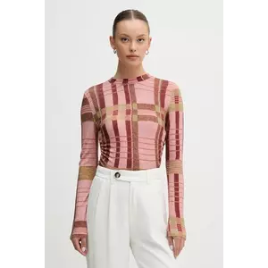 Barbour pulover de lână x Farm Rio culoarea roz, light, cu turtleneck, LKN1716 imagine