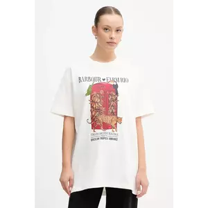 Barbour tricou din bumbac x Farm Rio culoarea alb, LTS0699 imagine