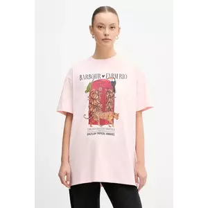 Barbour tricou din bumbac x Farm Rio culoarea roz, LTS0699 imagine