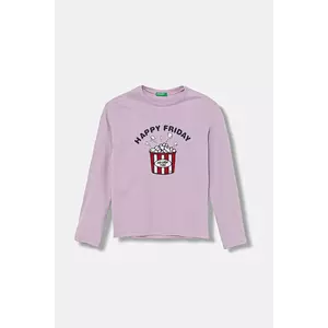 United Colors of Benetton longsleeve din bumbac pentru copii culoarea violet, 3JERC10QM imagine