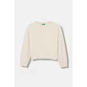 United Colors of Benetton hanorac de bumbac pentru copii culoarea bej, cu imprimeu, 33NVC10Q8 imagine