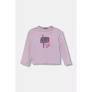 United Colors of Benetton longsleeve din bumbac pentru copii culoarea violet, 3JERG10KB imagine