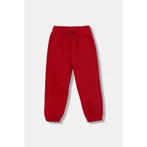 United Colors of Benetton pantaloni de trening din bumbac pentru copii culoarea roșu, cu imprimeu, 3J68GF04Z imagine