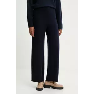 United Colors of Benetton pantaloni cu lână culoarea bleumarin, lat, high waist, 102HDF00Z imagine