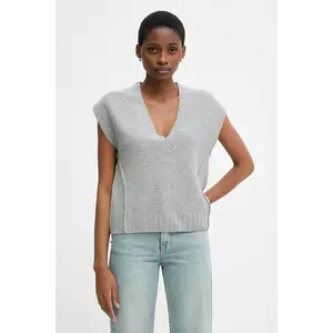 United Colors of Benetton vestă din amestec de lână culoarea gri, 126WD4033 imagine