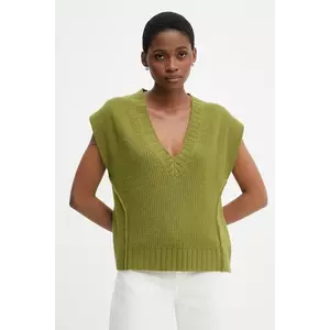 United Colors of Benetton vestă din amestec de lână culoarea verde, 126WD4033 imagine