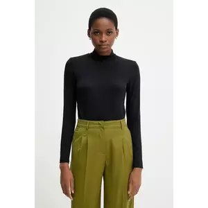 United Colors of Benetton longsleeve din amestec de casmir culoarea negru, cu guler, 3LRU3M077 imagine