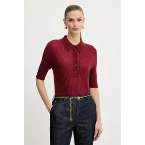 BOSS Orange polo din lână culoarea bordo, 50543977 imagine