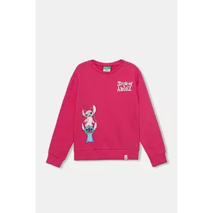 United Colors of Benetton hanorac de bumbac pentru copii culoarea roz, cu imprimeu, 3UNIC10Q6 imagine