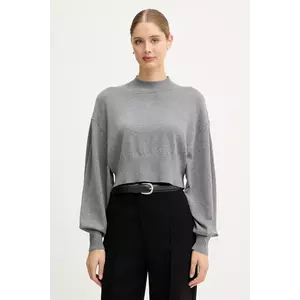United Colors of Benetton pulover din amestec de lână culoarea gri, light, cu turtleneck, 1Y6SD2041 imagine