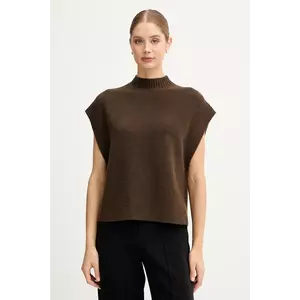 United Colors of Benetton vestă din amestec de lână culoarea maro, cu turtleneck, 1244D10EF imagine