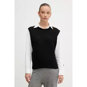 United Colors of Benetton vestă din amestec de lână culoarea bej, light, 126WD10BA imagine