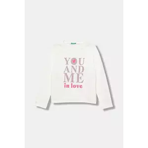 United Colors of Benetton longsleeve din bumbac pentru copii culoarea alb, 3JERC10QM imagine