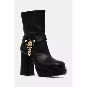 Buffalo botine May Biker Btn culoarea negru, cu toc drept, 1220075-BLK imagine