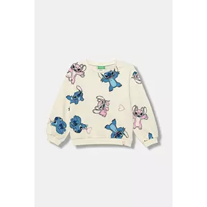 United Colors of Benetton hanorac de bumbac pentru copii culoarea bej, cu imprimeu, 3UNPG10KD imagine