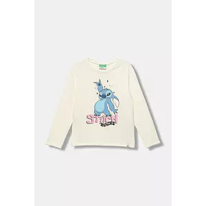 United Colors of Benetton longsleeve din bumbac pentru copii culoarea bej, 35RYC10Q7 imagine