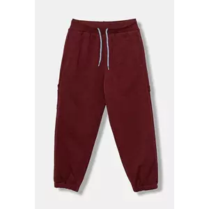 United Colors of Benetton pantaloni de trening din bumbac pentru copii culoarea bordo, uni, 3J68CF06L imagine