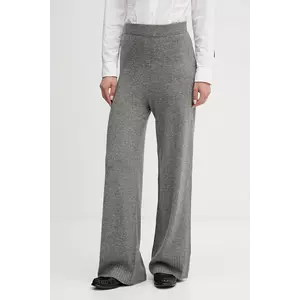 United Colors of Benetton pantaloni cu lână culoarea gri, lat, high waist, 102HDF00Z imagine