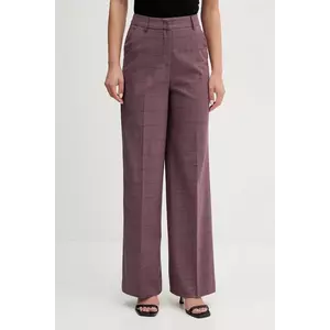 United Colors of Benetton pantaloni culoarea bordo, drept, high waist, 4X8MDF07F imagine