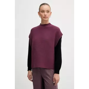 United Colors of Benetton vestă din amestec de lână culoarea violet, cu turtleneck, 1244D10EF imagine