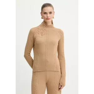 Ermanno Scervino LIFE pulover din amestec de lână culoarea maro, light, cu turtleneck, D474M503APNJG imagine