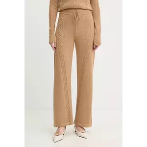Ermanno Scervino LIFE pantaloni din amestec de lână culoarea maro, drept, high waist, D474P501NJG imagine