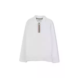 BOSS longsleeve din bumbac pentru copii culoarea alb, cu imprimeu, J52333 imagine
