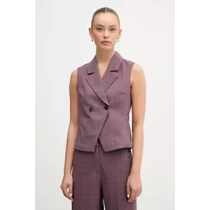 United Colors of Benetton vestă culoarea violet, cu două rânduri de nasturi, 2X8MDJ00O imagine