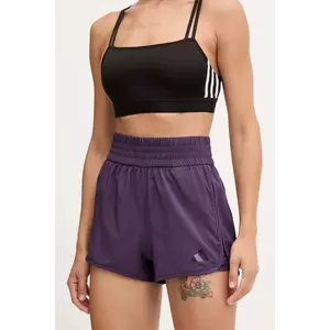 adidas Performance pantaloni scurți de antrenament Pacer culoarea violet, uni, high waist, JX7300 imagine
