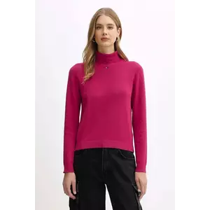 Tommy Jeans pulover de bumbac culoarea roz, light, cu guler, DW0DW21672 imagine